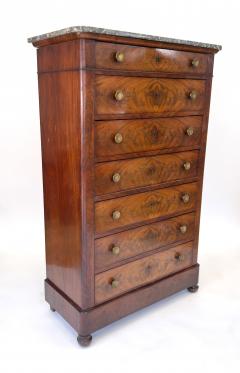 Louis Philippe Semainier in Crotch Mahogany with Marble Top - 4567952