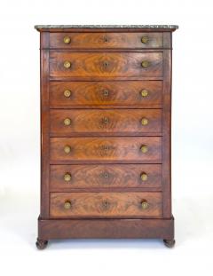 Louis Philippe Semainier in Crotch Mahogany with Marble Top - 4568436