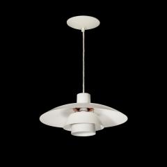Louis Poulsen Mid Century White Orange Enamel PH 4 3 Pendant Chandelier by Louis Poulsen - 4141960