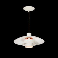 Louis Poulsen Mid Century White Orange Enamel PH 4 3 Pendant Chandelier by Louis Poulsen - 4141964