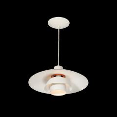 Louis Poulsen Mid Century White Orange Enamel PH 4 3 Pendant Chandelier by Louis Poulsen - 4141994