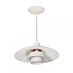 Louis Poulsen Mid Century White Orange Enamel PH 4 3 Pendant Chandelier by Louis Poulsen - 4141998