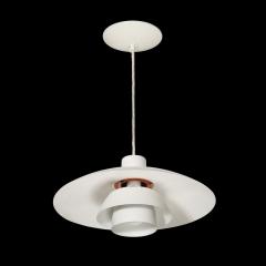Louis Poulsen Mid Century White Orange Enamel PH 4 3 Pendant Chandelier by Louis Poulsen - 4142017
