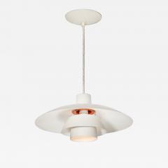 Louis Poulsen Mid Century White Orange Enamel PH 4 3 Pendant Chandelier by Louis Poulsen - 4143390