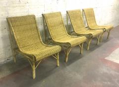 Louis Sognot Louis Sognot Superb set of Rattan Slipper Chairs in Perfect Vintage Condition - 414115