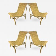 Louis Sognot Louis Sognot Superb set of Rattan Slipper Chairs in Perfect Vintage Condition - 414392