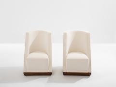 Louis Sognot Louis Sognot pair of modernist armchairs walnut white alpaca 1927 - 4410026