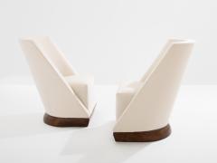 Louis Sognot Louis Sognot pair of modernist armchairs walnut white alpaca 1927 - 4410029