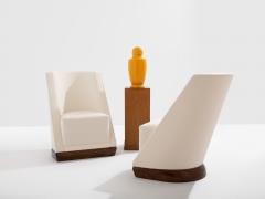 Louis Sognot Louis Sognot pair of modernist armchairs walnut white alpaca 1927 - 4410033