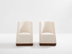 Louis Sognot Louis Sognot pair of modernist armchairs walnut white alpaca 1927 - 4410035