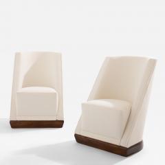 Louis Sognot Louis Sognot pair of modernist armchairs walnut white alpaca 1927 - 4426403