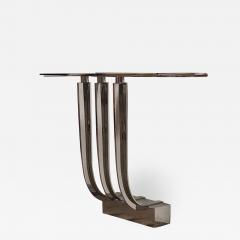 Louis Sognot Louis Sognot rarest Art Deco modernist nickeled iron console with glass top - 1894172