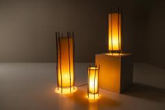 Louis Sognot Set Of Three Bamboo Lamps By Louis Sognot France 1960s  - 3199843