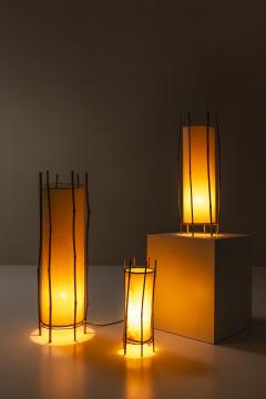 Louis Sognot Set Of Three Bamboo Lamps By Louis Sognot France 1960s  - 3199846