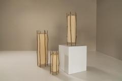 Louis Sognot Set Of Three Bamboo Lamps By Louis Sognot France 1960s  - 3199849