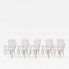 Louis Sognot Set of 10 Brass Leg Dining Chairs by Louis Sognot for Arflex Italy 1959 - 1155716