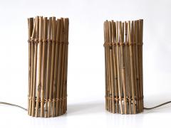 Louis Sognot Set of Two Lovely Vintage Bamboo Bedside Table Lamps Germany 1980s - 4213149