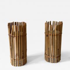 Louis Sognot Set of Two Lovely Vintage Bamboo Bedside Table Lamps Germany 1980s - 4213964