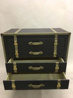 Louis Vuitton Large French Mid Century Modern Louis Vuitton Style Leather Trunk Commode Chest - 1599338