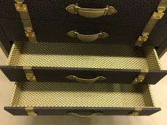 Louis Vuitton Large French Mid Century Modern Louis Vuitton Style Leather Trunk Commode Chest - 1599339