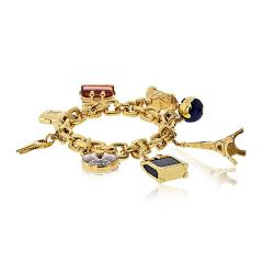 Louis Vuitton Louis Vuitton 18K YG 8 Charm Padlock Efel Tower Keys Suitcase Bracelet - 4577384