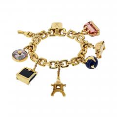 Louis Vuitton Louis Vuitton 18K YG 8 Charm Padlock Efel Tower Keys Suitcase Bracelet - 4578903
