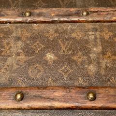 Louis Vuitton Louis Vuitton Steamer Trunk Distressed Brown Leather Monogram Canvas France - 3724043