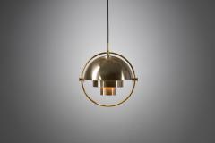 Louis Weisdorf Brass Multi Lite Pendant by Louis Weisdorf for Lyfa Denmark 1972 - 1724084