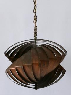 Louis Weisdorf Unique Copper Pendant Lamp Konkylie by Louis Weisdorf for Lyfa Denmark 1960s - 4044129