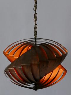 Louis Weisdorf Unique Copper Pendant Lamp Konkylie by Louis Weisdorf for Lyfa Denmark 1960s - 4044130