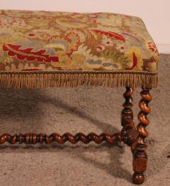 Louis XIII Bench In Walnut With Its Tapestry - 3585771