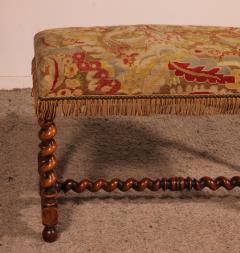 Louis XIII Bench In Walnut With Its Tapestry - 3585772