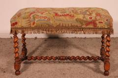 Louis XIII Bench In Walnut With Its Tapestry - 3585776