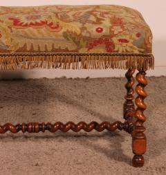 Louis XIII Bench In Walnut With Its Tapestry - 3585778