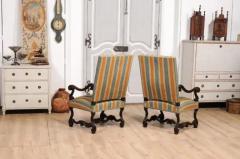 Louis XIII Style 19th Century French Os de Mouton Walnut Armchairs a Pair - 3577228