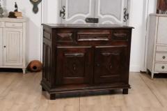 Louis XIII Style French 19th Century Walnut Buffet with Carved Diamond Motifs - 3577346