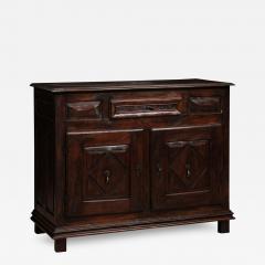 Louis XIII Style French 19th Century Walnut Buffet with Carved Diamond Motifs - 3590901