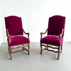 Louis XIII Style Pair of Os de Mouton Arm Chairs 1890s  - 4683617