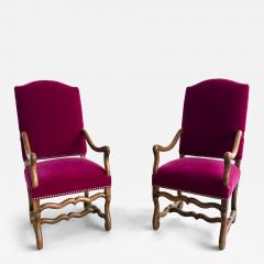 Louis XIII Style Pair of Os de Mouton Arm Chairs 1890s  - 4683866