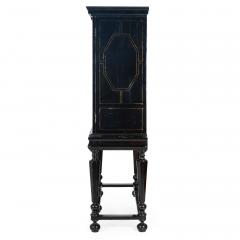 Louis XIV Antique Ebonized Brass Inlaid Display Cabinet Bookcase Vitrine - 4501080