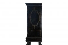 Louis XIV Antique Ebonized Brass Inlaid Display Cabinet Bookcase Vitrine - 4501085