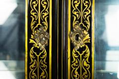Louis XIV Antique Ebonized Brass Inlaid Display Cabinet Bookcase Vitrine - 4501088