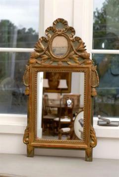 Louis XV 1760s Painted Gilt and Carved Accent Mirror w Grisaille Harbor Scene - 3415375