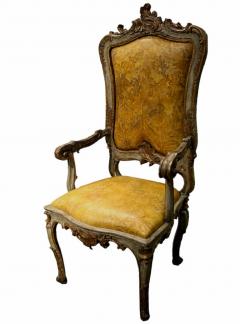 Louis XV 18th Century Venetian Polychrome and Parcel Gilt Fauteuil Armchair - 3554902