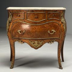 Louis XV French Bombe Commodes Marquetry Marble France 1970s - 3606701