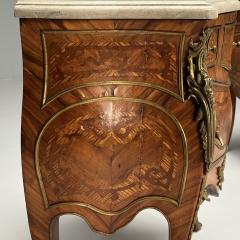 Louis XV French Bombe Commodes Marquetry Marble France 1970s - 3606704