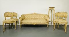 Louis XV Painted Living room Suite Settee 4 Side chairs Center Table - 2562538