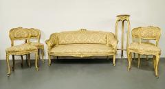 Louis XV Painted Living room Suite Settee 4 Side chairs Center Table - 2562540