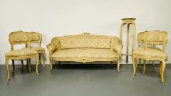 Louis XV Painted Living room Suite Settee 4 Side chairs Center Table - 2562542