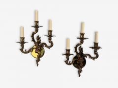 Louis XV Rococo Candle Holder Sconces Bronze Plastic France 20th c  - 4712870